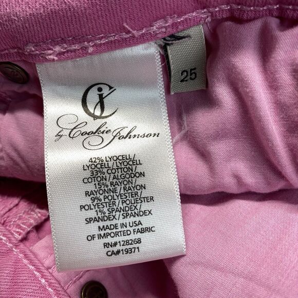 CJ Cookie Johnson Mercy Crop Jeans Sz 25 Pink Midrise Stretch Denim Capri USA - Picture 4 of 11